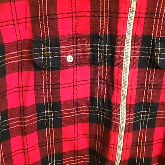 Raised by Wolves Red Black Plaid Flannel Zip Up Jacket - Picture 3 of 8